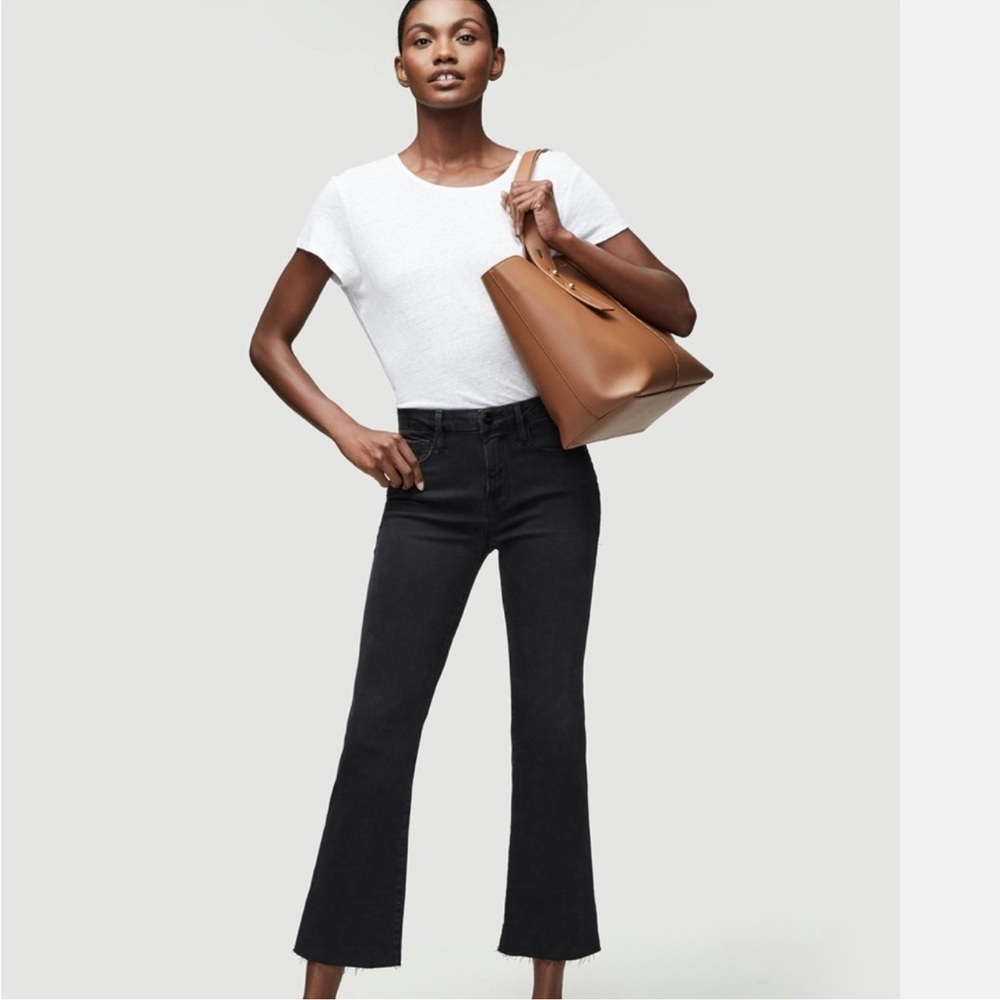 Frame NWT $225  Black Wash Le Crop Mini Boot Kerry sz 27 KRRY jeans - Picture 2 of 9